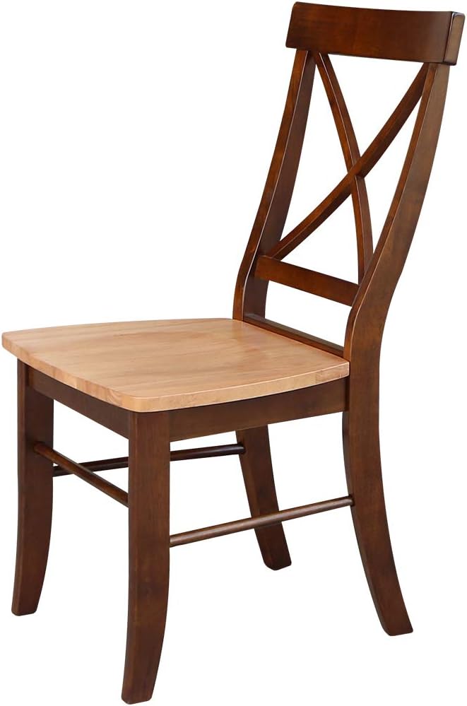 International Concepts X- Back Chair with Solid Wood Seat, Cinnemon/Espresso