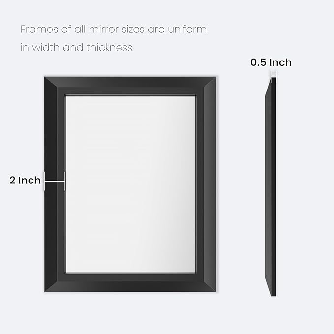 Amorho Black Bathroom Mirror, 40X36 Inch Thick Metal Framed Wall Mirrors for Vanity, Bedroom, Living Room, Entryway, Rectangle Wall-Mounted Mirrors(Horizontal/Vertical).