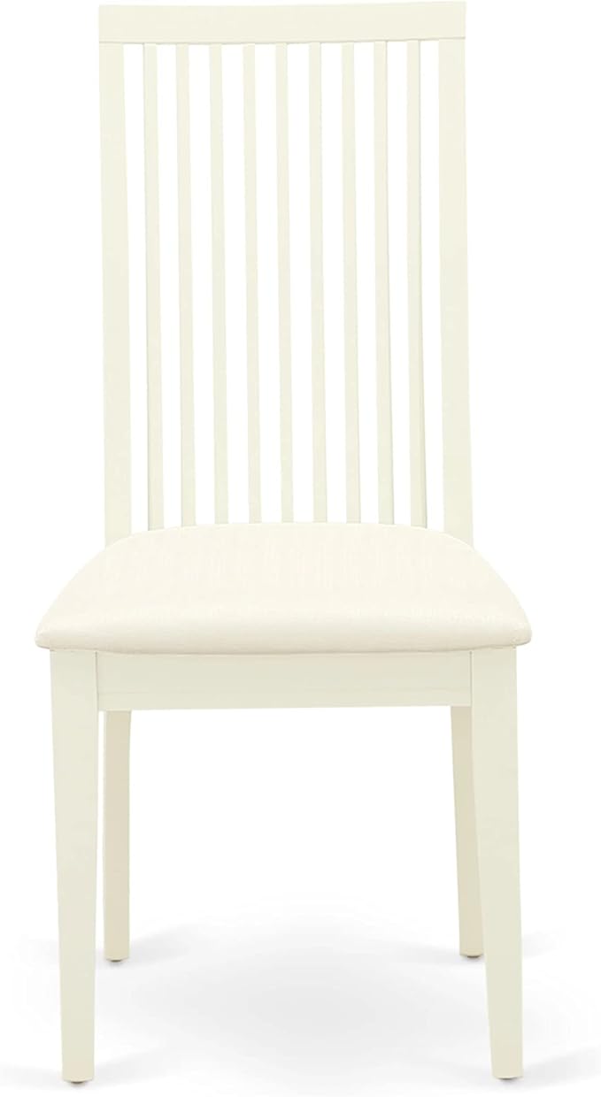 East West Furniture HBIP5-LWH-C 5 Piece Dining Set Includes a Round Dining Table with Pedestal and 4 Linen Fabric Kitchen Room Chairs, 42x42 Inch, Linen White