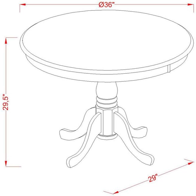 East West Furniture AMIP3-LWH-W 3 Piece Dining Room Table Set Contains a Round Kitchen Table with Pedestal and 2 Dining Chairs, 36x36 Inch, Linen White