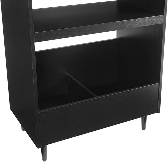 Crosley Furniture Liam Turntable Record Player Stand with Storage for Vinyl Records, Mid Century Modern, Black