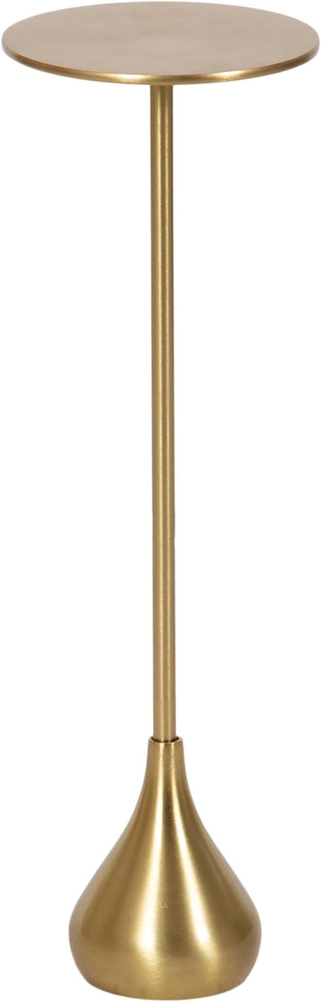 Kate and Laurel Hersi Decorative Modern Pedestal Drink Table; 7 x 7 x 20; Gold; Cast Aluminum Mini Table with Teardrop Base for Use as Small Plant Stand or Living Room Martini Table