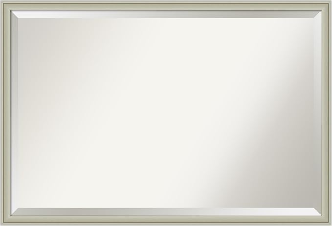 Amanti Art Silver Bathroom Mirror for Over Sink, 26x38 Florence Silver Rectangle Vanity Mirror, Large Casual Frame, Hangs Horizonally and Vertically, Bathroom Wall Decor, Beveled Edge from WI, USA
