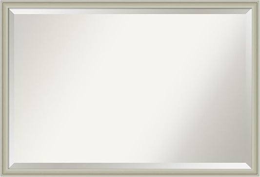 Amanti Art Silver Bathroom Mirror for Over Sink, 26x38 Florence Silver Rectangle Vanity Mirror, Large Casual Frame, Hangs Horizonally and Vertically, Bathroom Wall Decor, Beveled Edge from WI, USA