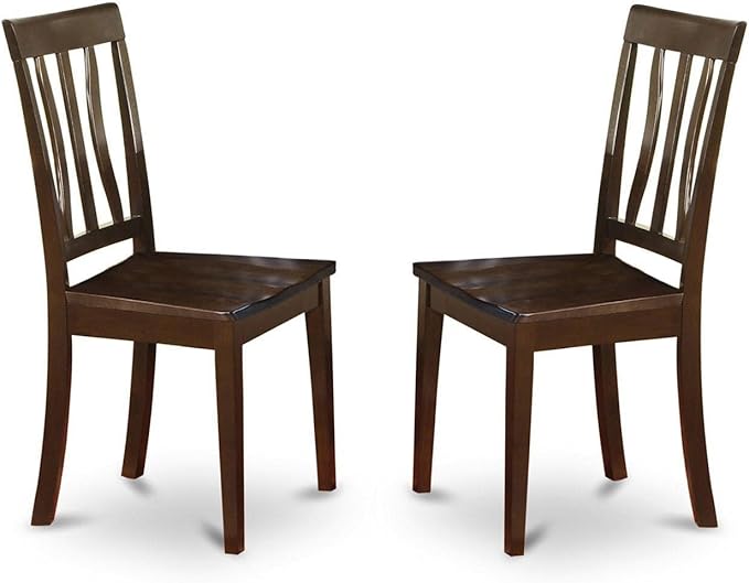 East West Furniture HLAN3-CAP-W 3 Piece Dining Room Furniture Set Contains a Round Kitchen Table with Pedestal and 2 Dining Chairs, 42x42 Inch, Cappuccino