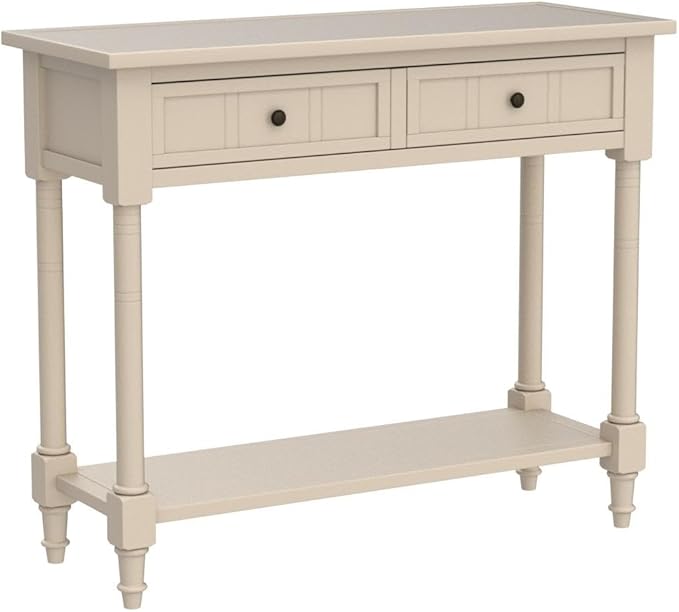 Merax Long Narrow Entryway Console Table with Storage Drawers and Bottom Shelf Antique Gray