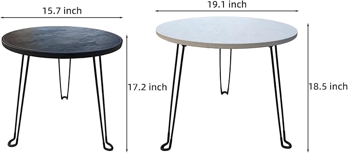 Leather Circle Nesting Tables Coffee Table Set of 2，Folding Table, Outdoor Side Tables，Fashionable End Tables Set Suitable for Living Room, Bedroom, Office, Outdoor, and Courtyard