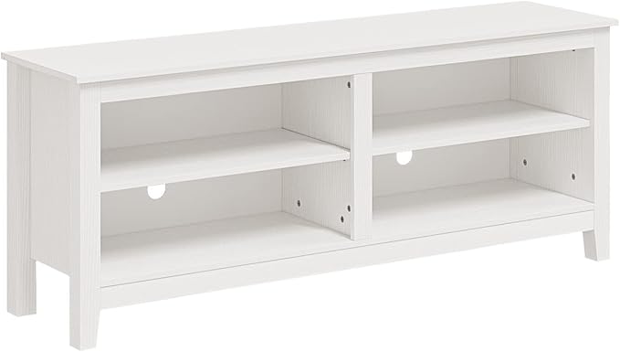 Panana TV Stand, Classic 4 Cubby TV Stand for 60 inch TV, Entertainment Center Media Television Stand for Living Room Bedroom (White, 55 inch)