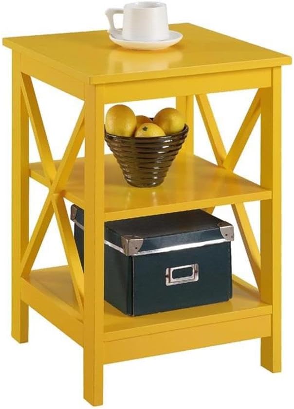 Convenience Concepts Oxford End Table 15.75" - Modern Living Room Table with Storage Shelves, Transitional Nightstand Side Table for Home Decor and Display, Yellow