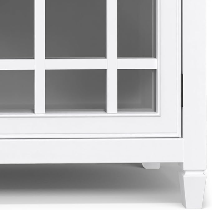 SIMPLIHOME Connaught SOLID WOOD 60 inch Wide Traditional Wide Storage Cabinet Buffet in White for the Living Room, Entryway and Family Room