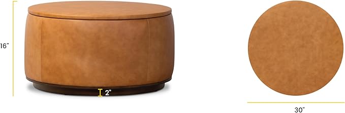 POLY & BARK Herve Storage Ottoman in Cognac Tan