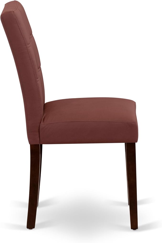 East West Furniture DOAS7-MAH-26 7 Piece Dining Table Set Contain A Dining Room Table and 6 Burgundy Polyester Fabric Upholstered Chairs, Mahogany