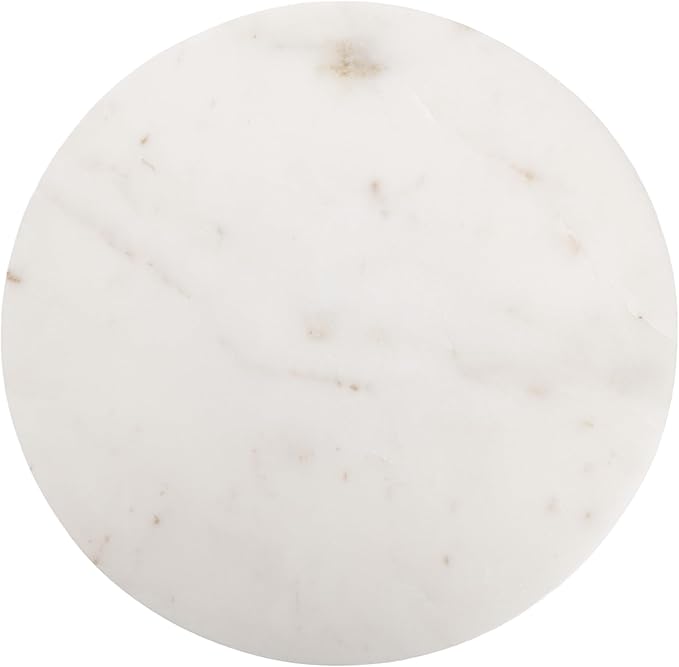 Kate and Laurel Nisha Traditional Marble Round Drink Table, 10 x 10 x 22, White Marble, Antique Brass, and Black, Vintage Mango Wood Circle Mini Table for Use as Plant Stand or Living Room Decor