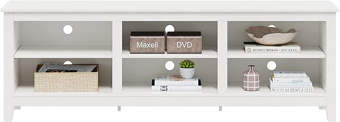 Panana TV Stand with 6 Cubby for 75 inch TV, Television Stands Entertainment Center Media Stand TV Table for Living Room, Bedroom (White 70 inch)
