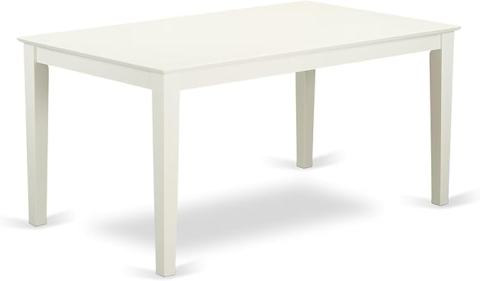 East West Furniture CAEN5-LWH-06 5 Piece Dining Room Furniture Set Includes a Rectangle Dining Table and 4 Dark Shitake Linen Fabric Upholstered Parson Chairs, 36x60 Inch, Linen White