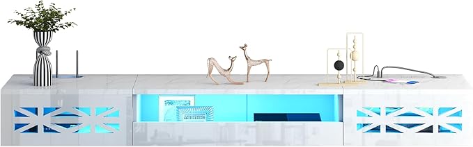 Floating TV Stand, 71" Floating Entertainment Center Wall Mounted,Floating Wall Mounted TV Shelf Modern High Gloss tv Cabinet Media Console with Storage