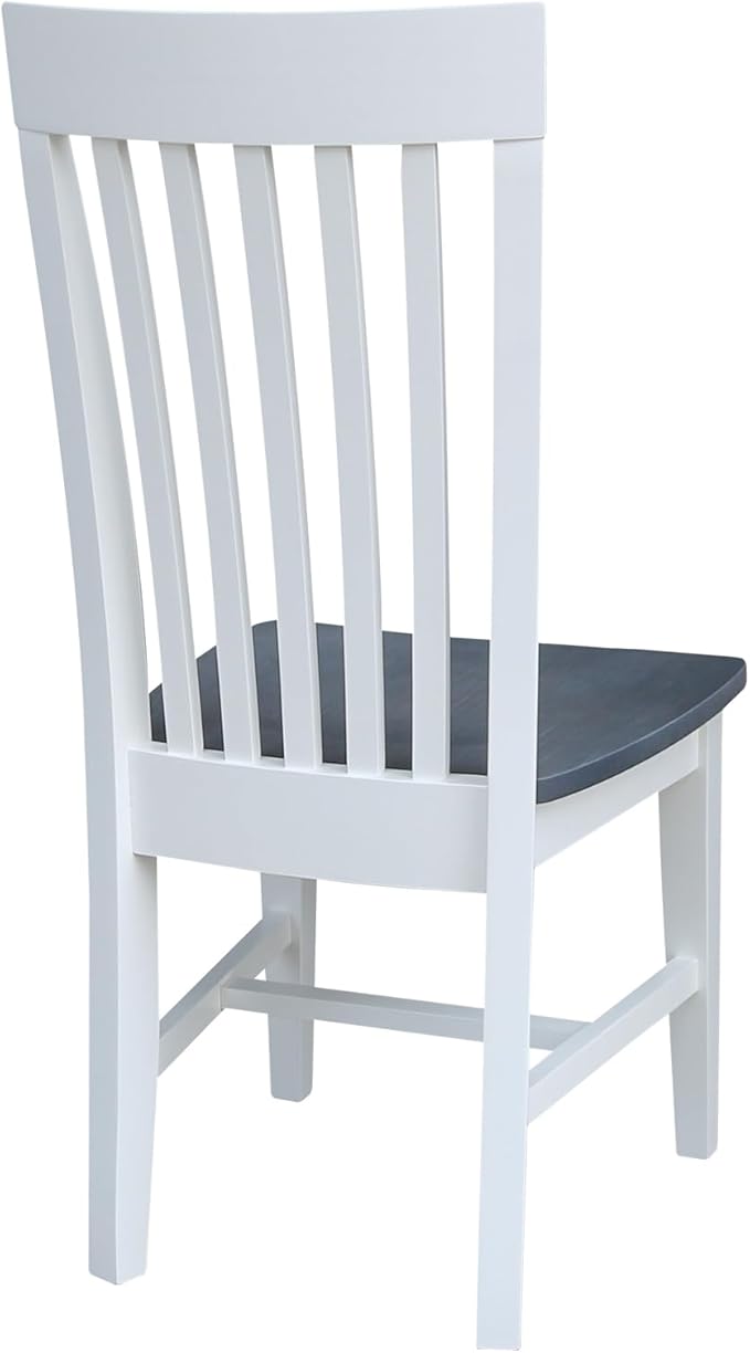 International Concepts Set of Two Tall Mission Chairs, White/Heather gray