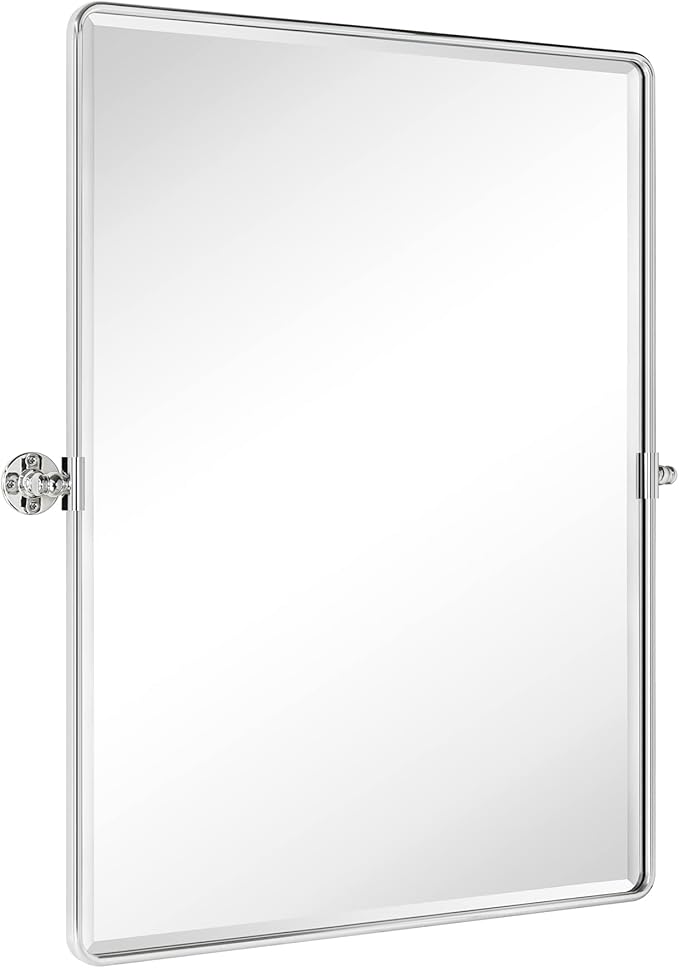TEHOME 30x40'' Chrome Pivot Mirror Bathroom Tilt Vanity Mirror Large 40x30'' Polished Nickel Metal Framed Rectangle Tilting Beveled Vanity Mirrors for Wall, Vertical