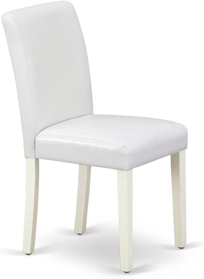 East West Furniture LGAB9-LWH-64 9 Piece Dining Table Set Includes a Rectangle Kitchen Table with Butterfly Leaf and 8 White Faux Leather Upholstered Chairs, 42x84 Inch, Linen White
