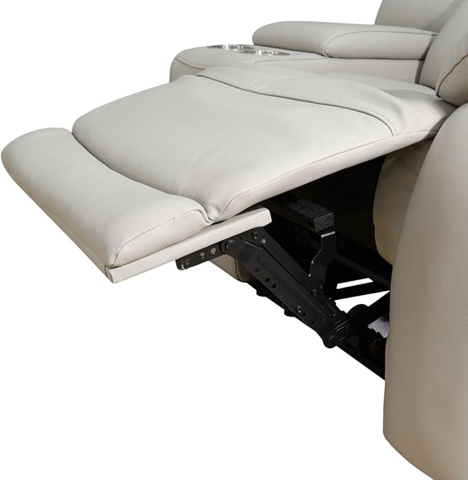 Electric Power Reclining Arm-Chair, Electric Genuine Breathing Leather Recliner Chair, Comfy Wide Lazy Top Grain Leather Chair with USB Port for Living Room (Grey, Single Chair)