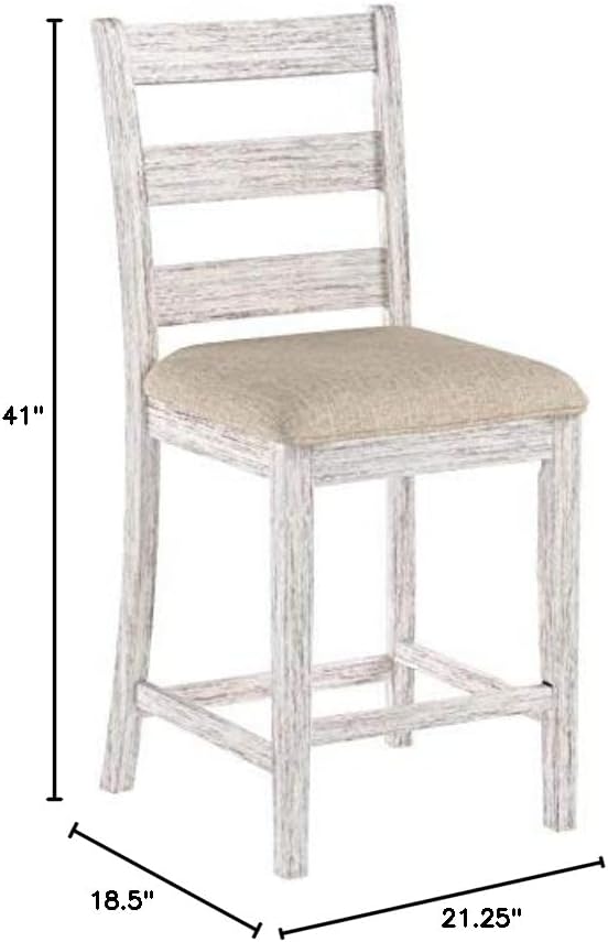 Signature Design by Ashley Skempton 24" Counter Height Upholstered Barstool, Set of 2, Antique White