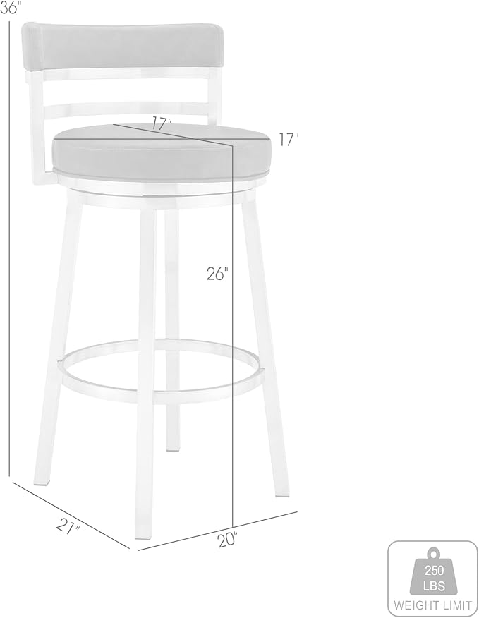 Armen Living Titana 26" Counter Height Swivel Blue Faux Leather and Brushed Stainless Steel Bar Stool