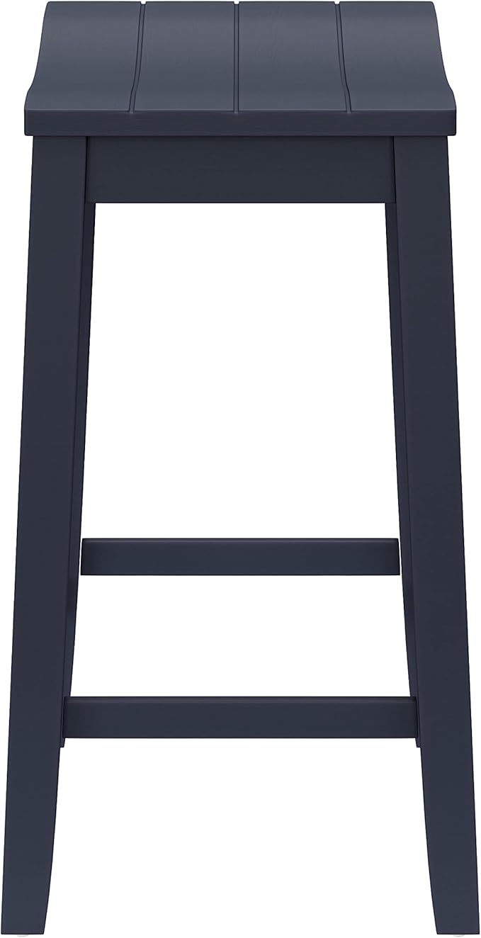 Hillsdale Fiddler Wood Backless Counter Height Stool with Saddle-Style Seat, Navy
