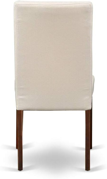 East West Furniture DLDR3-MAH-01 3 Piece Kitchen Table & Chairs Set Contains a Round Dining Room Table with Dropleaf and 2 Cream Linen Fabric Parson Dining Chairs, 42x42 Inch, Mahogany