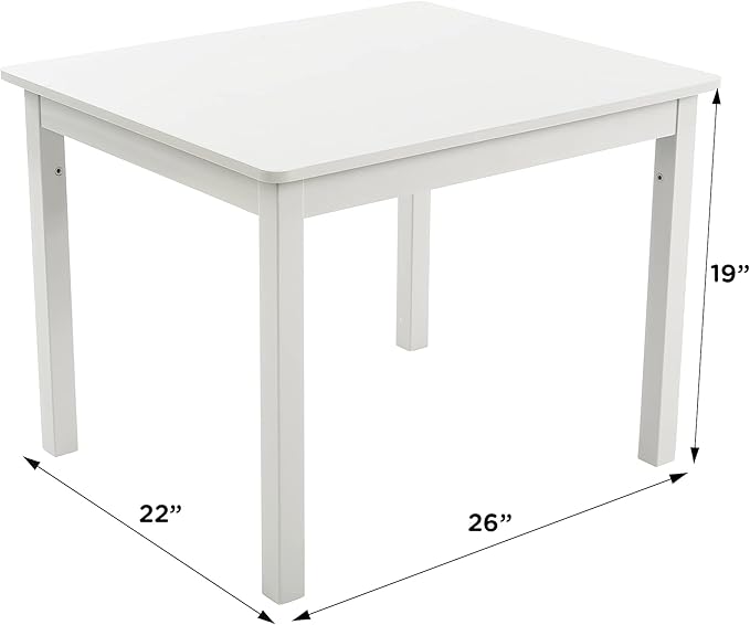 Humble Crew Kids Wooden Table and 4 Chairs Set, White/Pink/Purple/Aqua - Kids Table and Chair Set for Toddlers and Children for Arts, Crafts, and Snack Time - Sturdy, Durable Toddler Activity Table