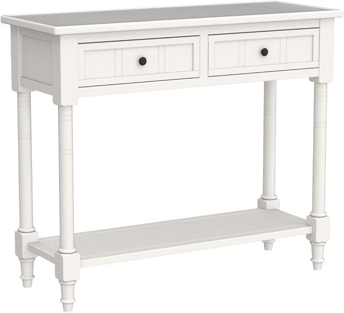 Merax Daisy Series Entryway Table with Storage Drawers and Bottom Shelf Navy
