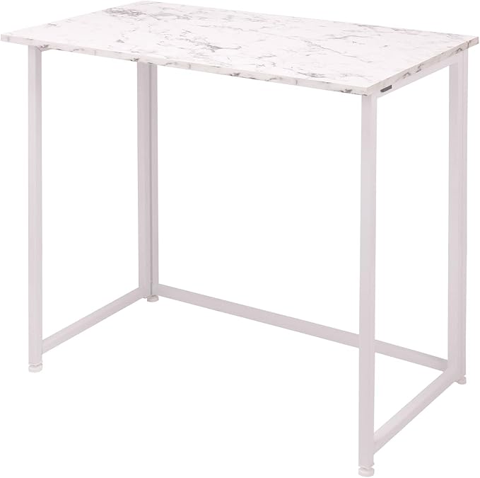 Leopard Outdoor Products Folding Computer Desk for Small Spaces, Space-Saving Home Office, Foldable Laptop Table, Writing Desk, Compact Study Reading Table (Marble White)