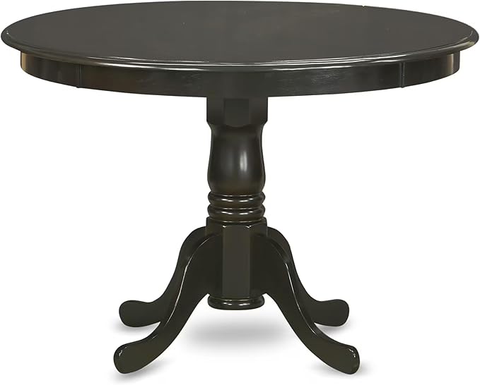East West Furniture HLAN5-CAP-C 5 Piece Kitchen Table Set for 4 Includes a Round Dining Table with Pedestal and 4 Linen Fabric Dining Room Chairs, 42x42 Inch, Cappuccino