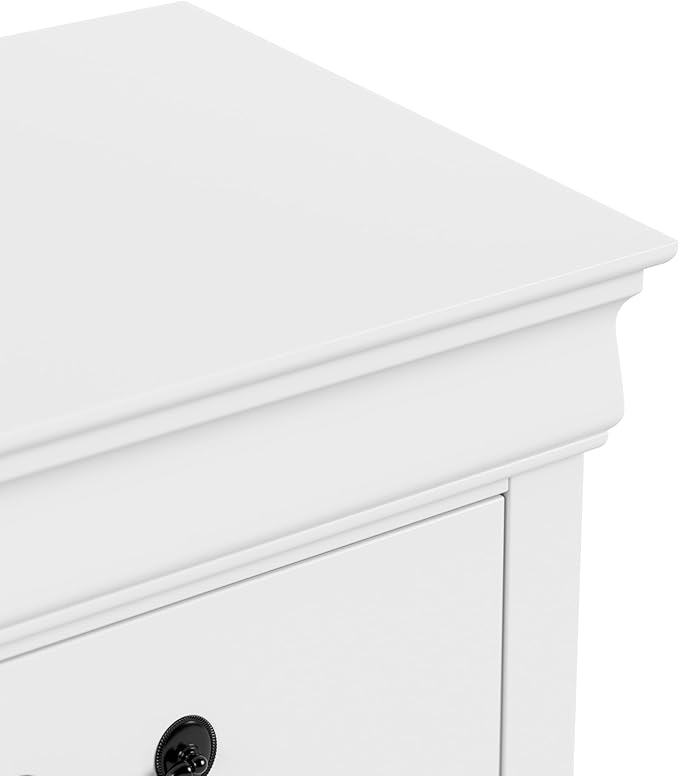 Furniture of America Arabella Traditional Solid Wood Nightstands Set of 2, Bedside Table with Drawers and Antique Nickle Handles, No Assembly Wooden Night Stands for Bedrooms, Guest Room, Dorm, White