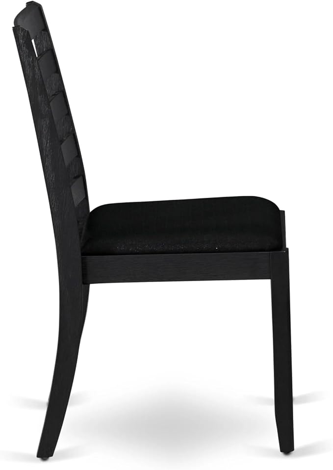 East West Furniture LGX19-BLK-24 -9 Piece Dining Set Includes a Rectangular Kitchen Table with Black Tabletop and 8 Stackable Polyester Fabric Chairs, Black