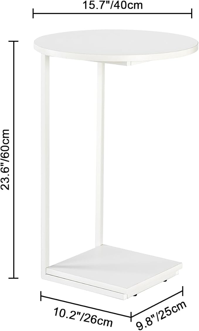 HDANI C Table End Table,Couch Table That Slide Under,Sofa Side Table in Living Room,White