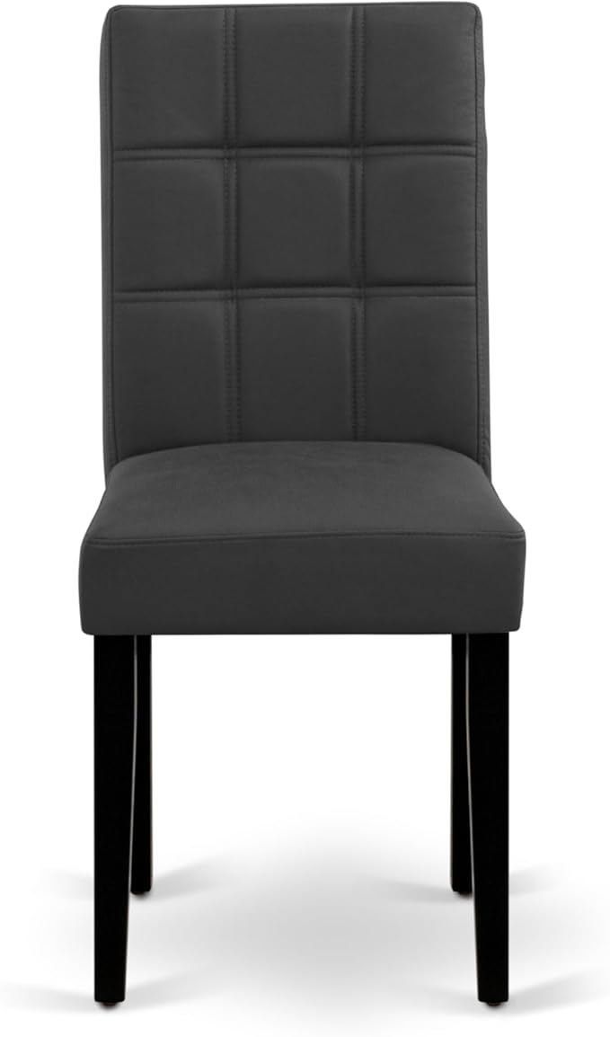 East West Furniture LGAS7-BLK-12 7 Piece Dinner Table Set Contain A Dining Table and 6 Dark Gray Polyester Fabric Person Chairs with Stylish Back- Black Finish