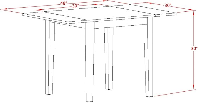 East West Furniture NDGR5-MAH-W 5 Piece Kitchen Table Set for 4 Includes a Rectangle Dining Table with Dropleaf and 4 Dining Room Chairs, 30x48 Inch, Mahogany