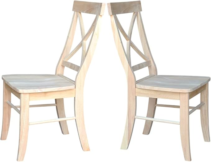 Set of Two X-Back Dining Chairs, Unfinished
