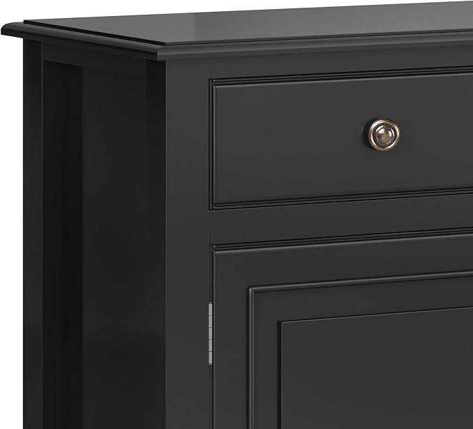 SIMPLIHOME Connaught SOLID WOOD 40 inch Wide Traditional Entryway Storage Cabinet in Black for the Living Room, Entryway and Family Room