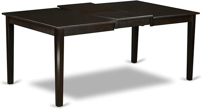 East West Furniture HEDR7-CAP-03 7 Piece Kitchen Table & Chairs Set Consist of a Rectangle Dining Table with Pedestal and 6 Brown Linen Fabric Parson Chairs, 42x72 Inch, Cappuccino
