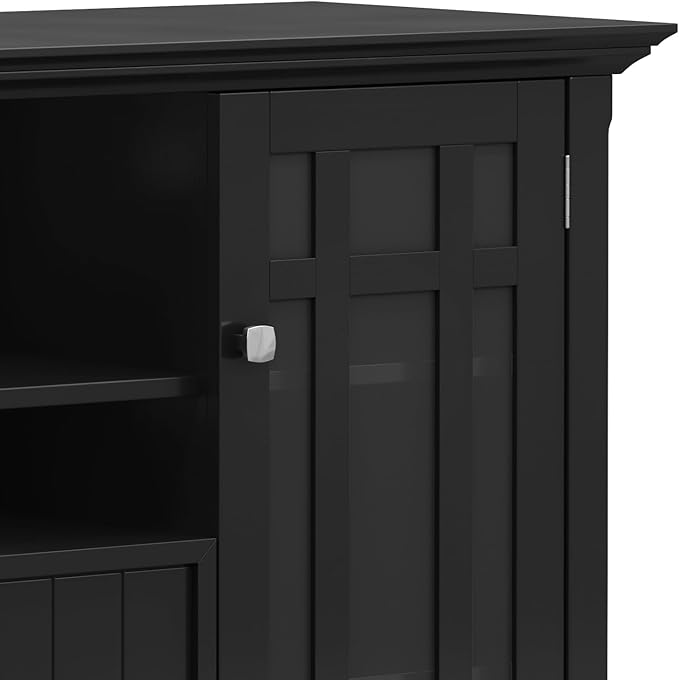 SIMPLIHOME Bedford Solid Wood 53 inch Wide Transitional TV Media Stand in Black for TVs up to 60 inches for The Living Room and Entertainment Center