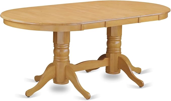 East West Furniture VAAS9-OAK-28 9 Piece Mid Century Modern Dining Table Set Contain A Dining Table and 8 Brown Textured Polyester Fabric Modern Chairs, Oak