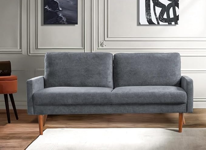 Kent Velvet Sofa, European Style with Sleek Design, Modern & Vintage Flair, Upholstered 3 Seater Couch, Chic Living Room Furniture Seating for Home, Apartment or Office, Grey