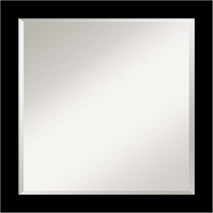 Amanti Art Black Bathroom Mirror for Over Sink, 24x24 Brushed Black Square Vanity Mirror, Medium Modern Contemporary Frame, Hangs Horizonally and Vertically, Bathroom Wall Decor, Beveled Edge