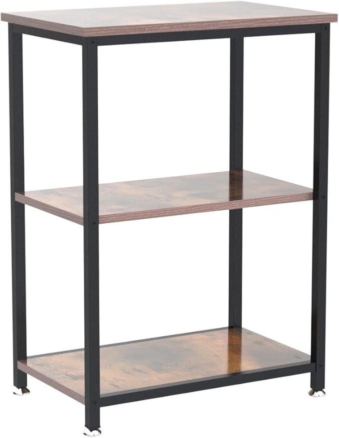 VECELO Tall End Side Table,30" Height Nightstand with 3-Tier Storage Shelf for Living Room Bedroom Office Hallway Study