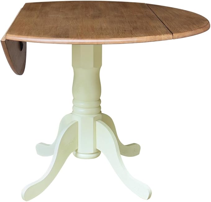IC International Concepts 42" Round Dual Drop Leaf Pedestal Dining Table