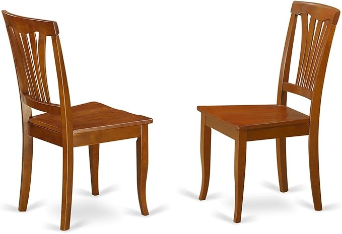 East West Furniture DLAV3-SBR-W 3 Piece Dining Table Set for Small Spaces Contains a Round Dining Room Table with Dropleaf and 2 Wood Seat Chairs, 42x42 Inch, Saddle Brown