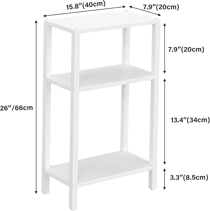 TUTOTAK Small Side Table, Narrow End Table, Skinny Sofa Table, Slim Nightstand, Couch Table, Living Room, Bed Room, White TB01BW0772