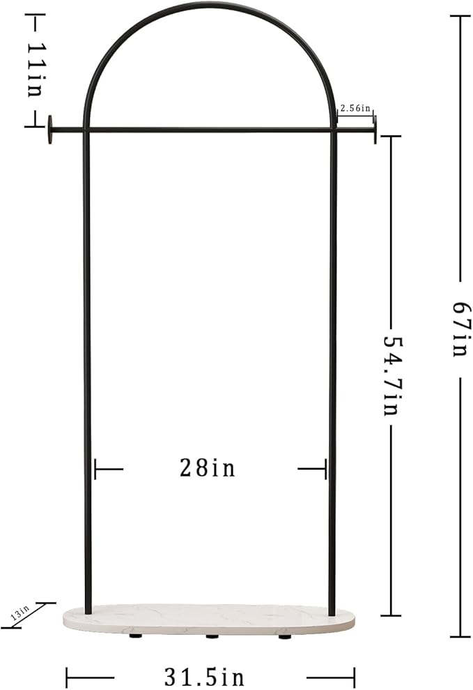 Black Clothing Rack, Modern Clothes Rack with Shelf, Heavy Duty Freestanding Coat Rack, Metal Coat Hanger Stand with Hooks for Boutique Office