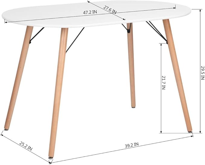 Homy Casa 47.2'' Kitchen Dining Table Minimalist Style Dining Table for Small Spaces Dining Livint Room Cafe, Simple Dinner Table in White, ONLY Table Included